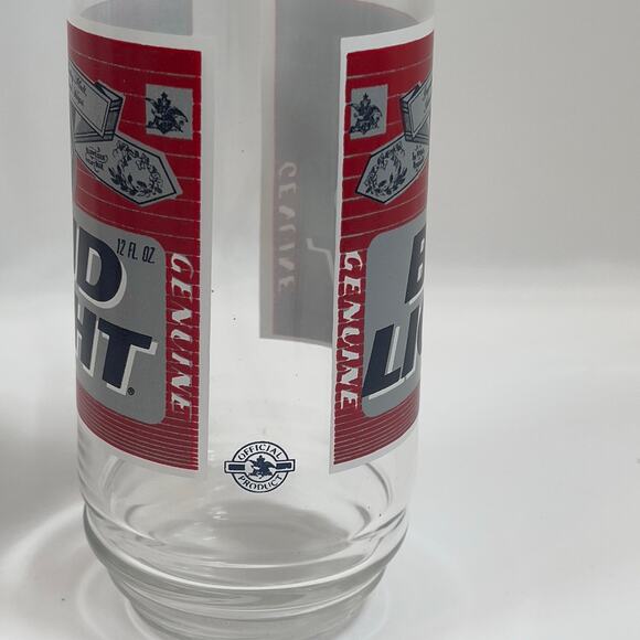 Vintage Bud Light Logo Beer Drinking Glass Tumbler Set of 4 16oz - Picture 2 of 11
